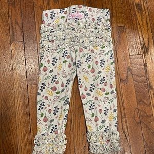 Ruffle Butts Cream and Purple Casual Bottoms Floral Design